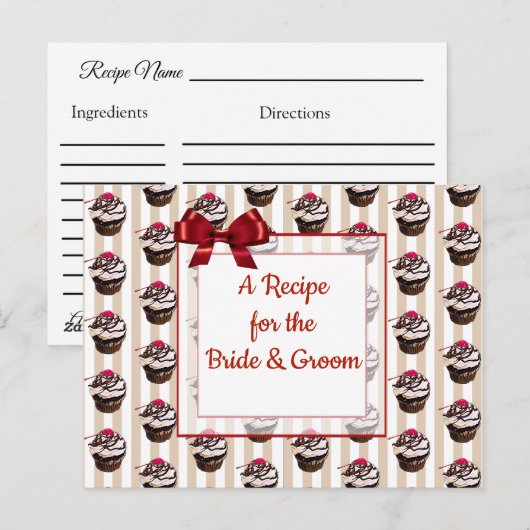 Cute Whimsical Cupcake Wedding Recipe Kaart (Voorkant / Achterkant)