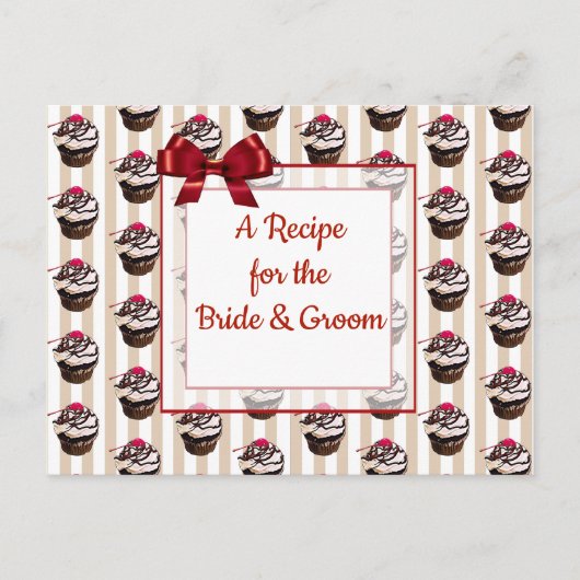 Cute Whimsical Cupcake Wedding Recipe Kaart (Voorkant)