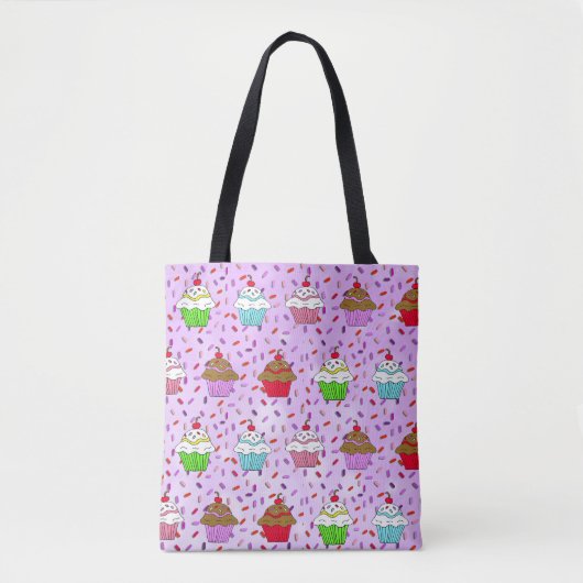 Cute Whimsical Cupcakes en Snoep Sprinkles Tote Bag (Voorkant)