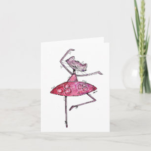 Cute Whimsical Dancing Cat Kaart