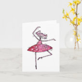 Cute Whimsical Dancing Cat Kaart (Gele Bloem)