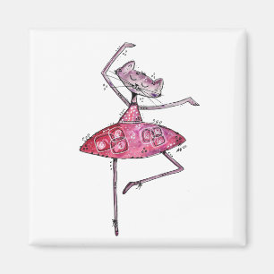 Cute Whimsical Dancing Cat Magneet