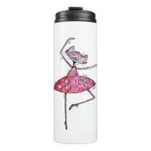 Cute Whimsical Dancing Cat Thermosbeker