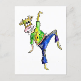 Cute Whimsical Dancing Koe Briefkaart