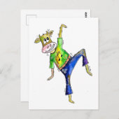 Cute Whimsical Dancing Koe Briefkaart (Voorkant / Achterkant)