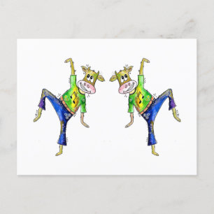 Cute Whimsical Dancing Koe Briefkaart