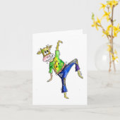 Cute Whimsical Dancing Koe Kaart (Gele Bloem)