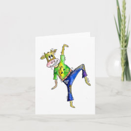 Cute Whimsical Dancing Koe Kaart