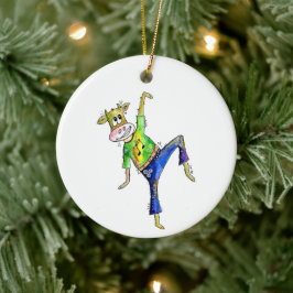 Cute Whimsical Dancing Koe Keramisch Ornament