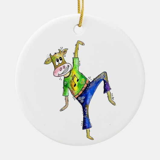 Cute Whimsical Dancing Koe Keramisch Ornament (Voorkant)