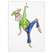 Cute Whimsical Dancing Koe Klembord (Achterkant)