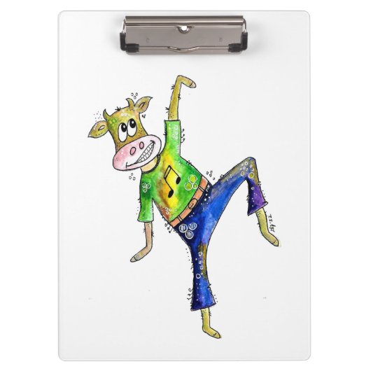 Cute Whimsical Dancing Koe Klembord (Voorkant)