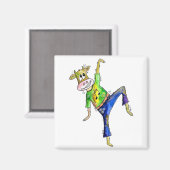 Cute Whimsical Dancing Koe Magneet (Voorkant / Achterkant)