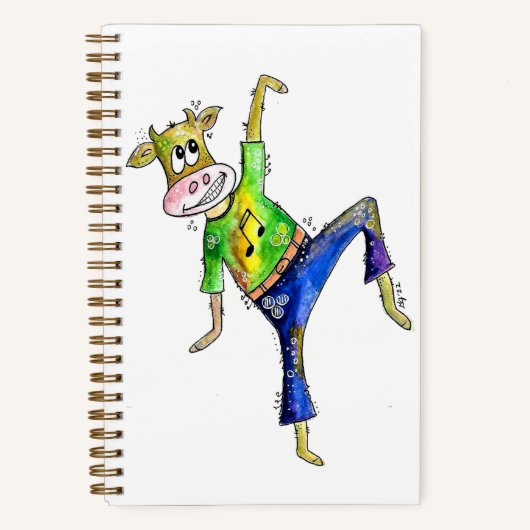 Cute Whimsical Dancing Koe Notitieboek (Voorkant)