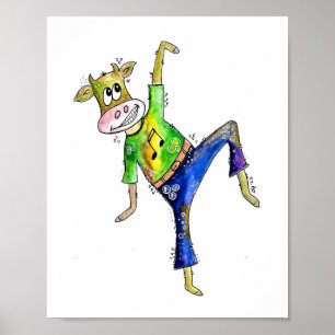 Cute Whimsical Dancing Koe Poster