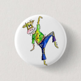 Cute Whimsical Dancing Koe Ronde Button 3,2 Cm