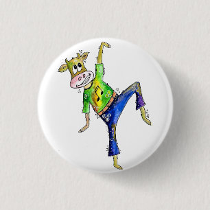 Cute Whimsical Dancing Koe Ronde Button 3,2 Cm