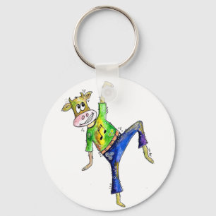 Cute Whimsical Dancing Koe Sleutelhanger