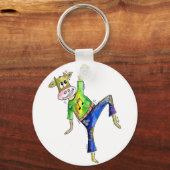 Cute Whimsical Dancing Koe Sleutelhanger (Voorkant)
