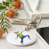 Cute Whimsical Dancing Koe Sleutelhanger (Zijkant)