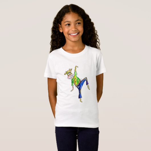 Cute Whimsical Dancing Koe T-shirt (Voorkant volledig)