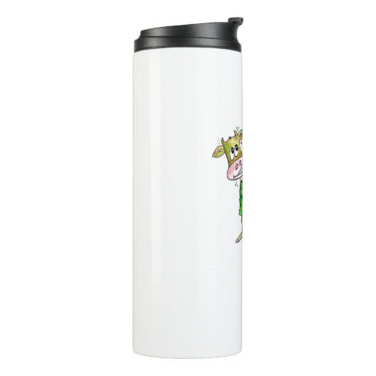 Cute Whimsical Dancing Koe Thermosbeker (Gedraaid links)