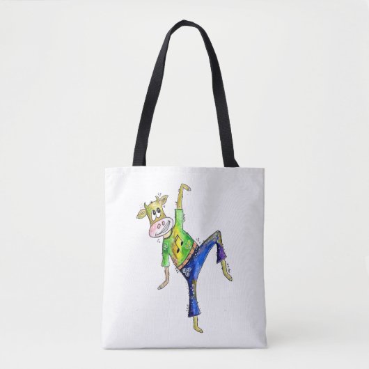 Cute Whimsical Dancing Koe Tote Bag (Voorkant)