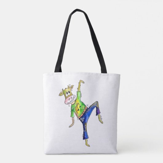 Cute Whimsical Dancing Koe Tote Bag (Achterkant)