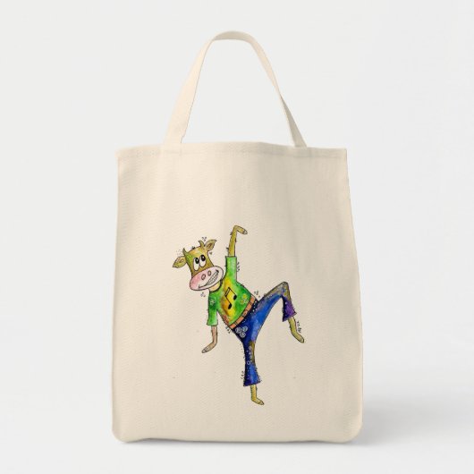 Cute Whimsical Dancing Koe Tote Bag (Voorkant)