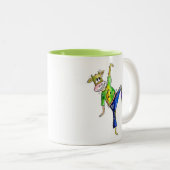 Cute Whimsical Dancing Koe Tweekleurige Koffiemok (Voorkant rechts)