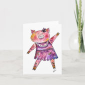 Cute Whimsical Dancing Pig Kaart (Voorkant)