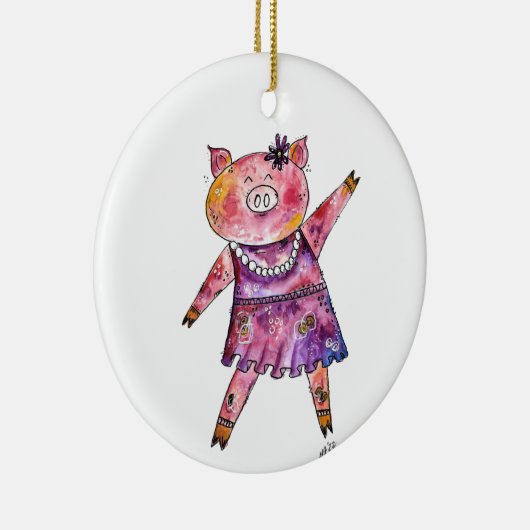 Cute Whimsical Dancing Pig Keramisch Ornament (Rechts)