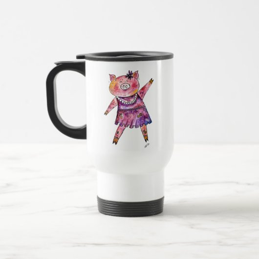 Cute Whimsical Dancing Pig Reisbeker (Links)