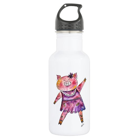 Cute Whimsical Dancing Pig Waterfles (Voorkant)