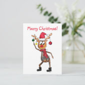 Cute Whimsical Dansende Kerstman Deer Briefkaart (Staand voorkant)