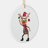Cute Whimsical Dansende Kerstman Deer Keramisch Ornament (Rechts)