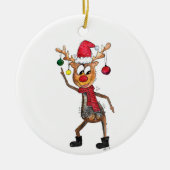 Cute Whimsical Dansende Kerstman Deer Keramisch Ornament (Voorkant)