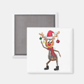 Cute Whimsical Dansende Kerstman Deer Magneet (Voorkant / Achterkant)