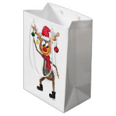 Cute Whimsical Dansende Kerstman Deer Medium Cadeauzakje (Achterkant Gekanteld)