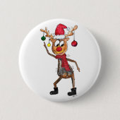 Cute Whimsical Dansende Kerstman Deer Ronde Button 5,7 Cm (Voorkant)