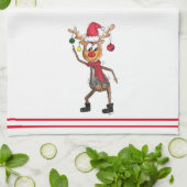 Cute Whimsical Dansende Kerstman Deer Theedoek (Gevouwen)