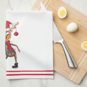 Cute Whimsical Dansende Kerstman Deer Theedoek (Quarter Fold)