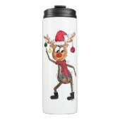 Cute Whimsical Dansende Kerstman Deer Thermosbeker (Voorkant)