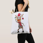 Cute Whimsical Dansende Kerstman Deer Tote Bag (Dichtbij)