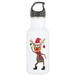 Cute Whimsical Dansende Kerstman Deer Waterfles