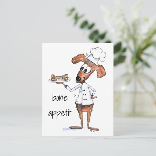 Cute Whimsical Dog Chef Briefkaart (Staand voorkant)