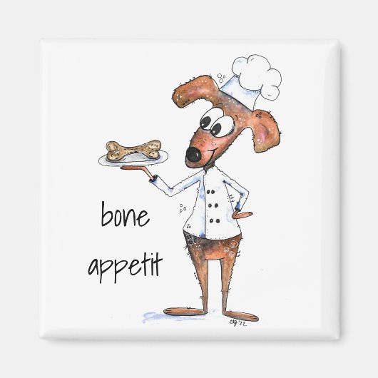Cute Whimsical Dog Chef Magneet (Voorkant)