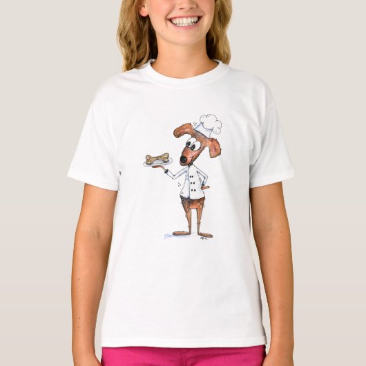 Cute Whimsical Dog Chef T-shirt (Voorkant)