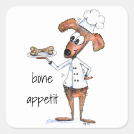 Cute Whimsical Dog Chef Vierkante Sticker