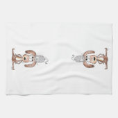 Cute Whimsical Dog met Cat op zijn hoofd Theedoek (Horizontaal)